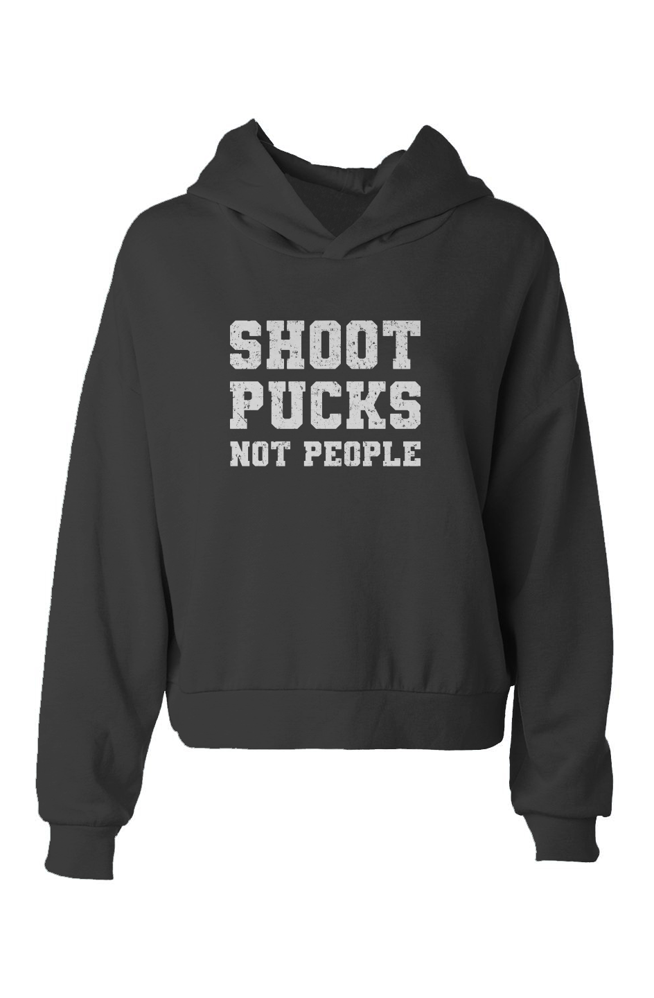 Barn Babe Shoot Pucks Not People Hip-Height Hoodie Black | Barn Garb Hockey Threads
