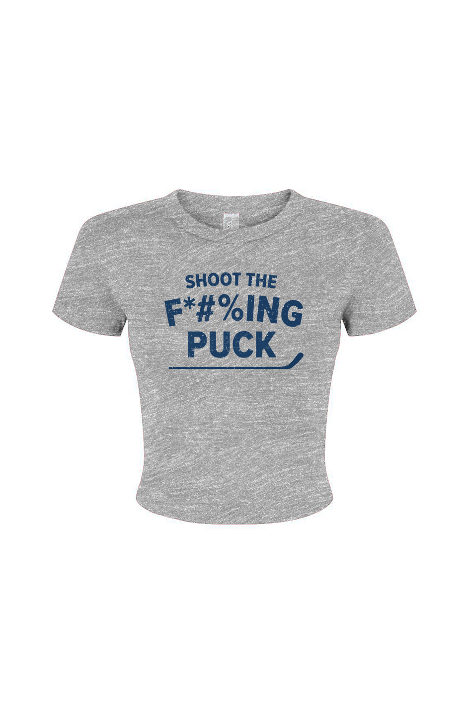 Barn Babe Shoot the F*#%ing Puck Baby Tee Grey | Barn Garb Hockey Threads