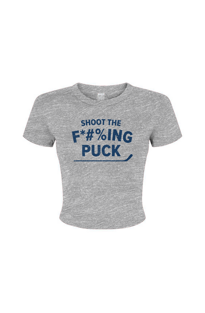 Barn Babe Shoot the F*#%ing Puck Baby Tee Grey | Barn Garb Hockey Threads