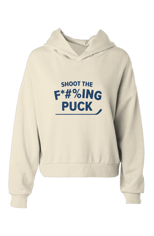 Barn Babe Shoot the F*#%ing Puck Hip-Height Hoodie Bone | Barn Garb Hockey Threads
