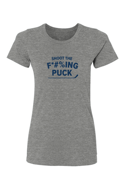Barn Babe Shoot the F*#%ing Puck Tee Grey | Barn Garb Hockey Threads