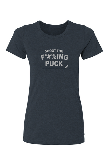 Barn Babe Shoot the F*#%ing Puck Tee Navy Blue | Barn Garb Hockey Threads