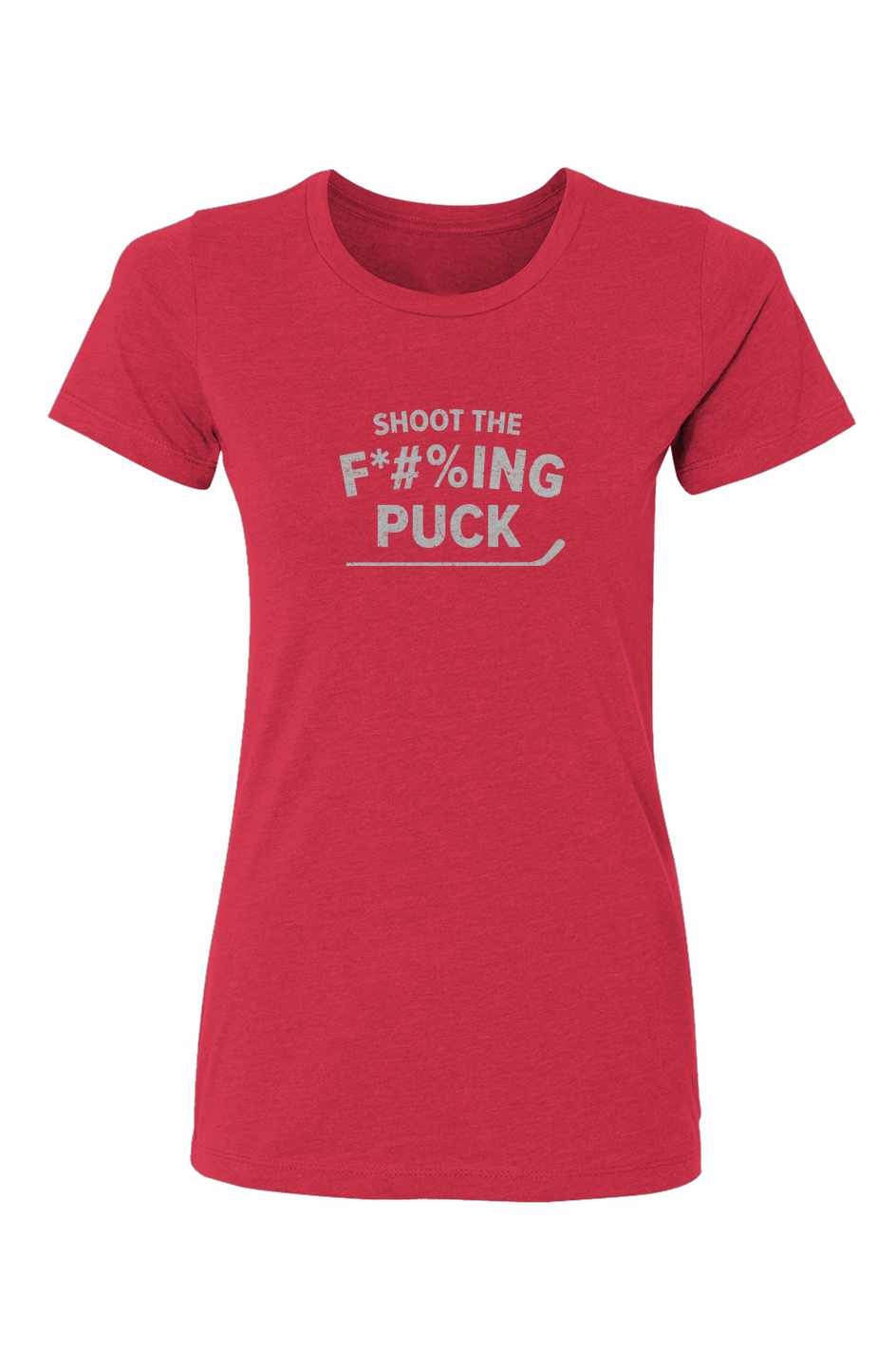 Barn Babe Shoot the F*#%ing Puck Tee Red | Barn Garb Hockey Threads