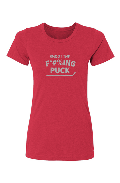 Barn Babe Shoot the F*#%ing Puck Tee Red | Barn Garb Hockey Threads