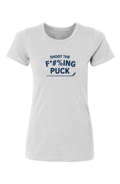 Barn Babe Shoot the F*#%ing Puck Tee White | Barn Garb Hockey Threads