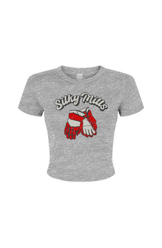 Barn Babe Silky Mitts Baby Tee Grey | Barn Garb Hockey Threads