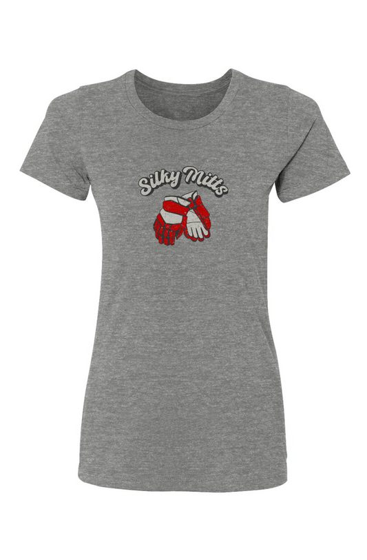 Barn Babe Silky Mitts Tee Grey | Barn Garb Hockey Threads
