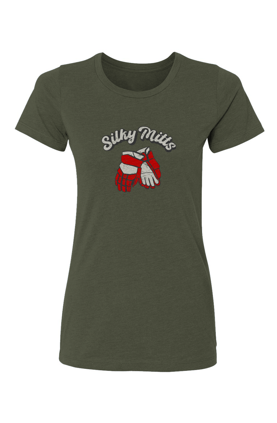 Barn Babe Silky Mitts Tee Military Green | Barn Garb Hockey Threads