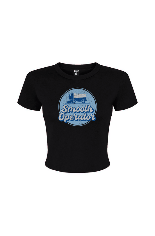 Barn Babe Smooth Operator Rink Badge Baby Tee Black | Barn Garb Hockey Threads