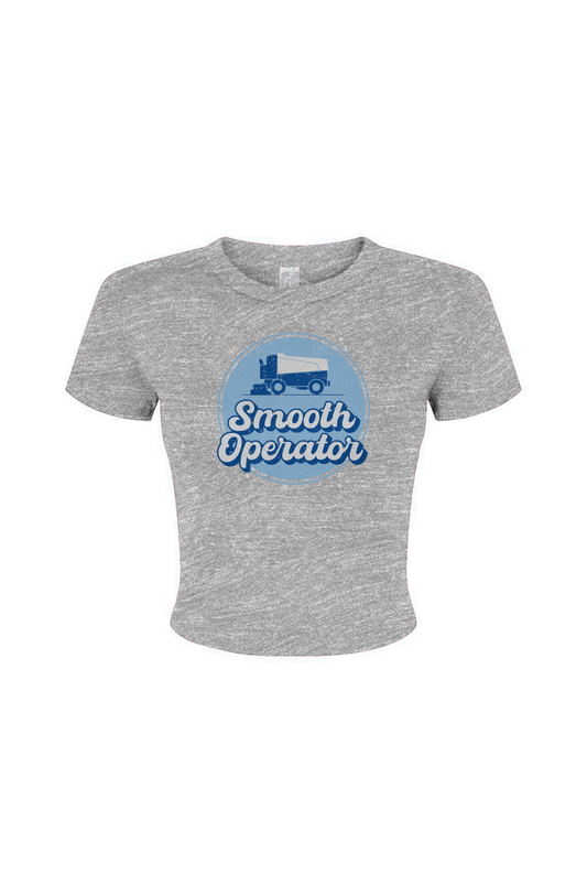 Barn Babe Smooth Operator Rink Badge Baby Tee Grey | Barn Garb Hockey Threads