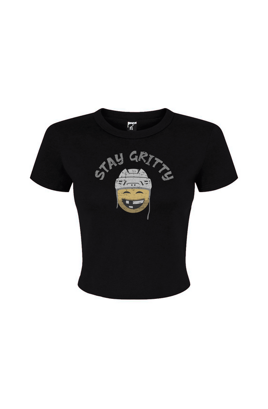 Barn Babe Stay Gritty Baby Tee Black | Barn Garb Hockey Threads