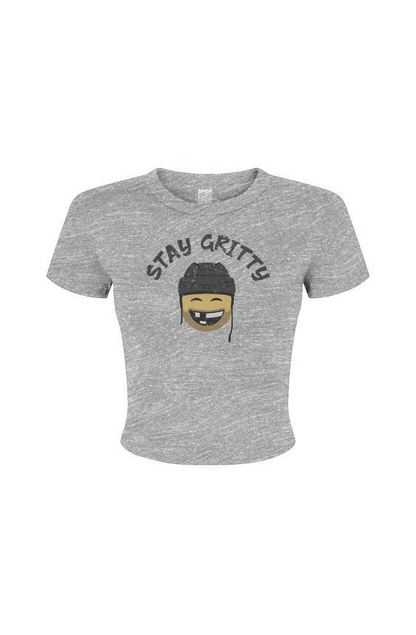 Barn Babe Stay Gritty Baby Tee Grey | Barn Garb Hockey Threads