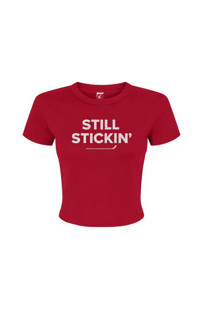 Barn Babe Still Stickin' Baby Tee Red | Barn Garb Hockey Threads