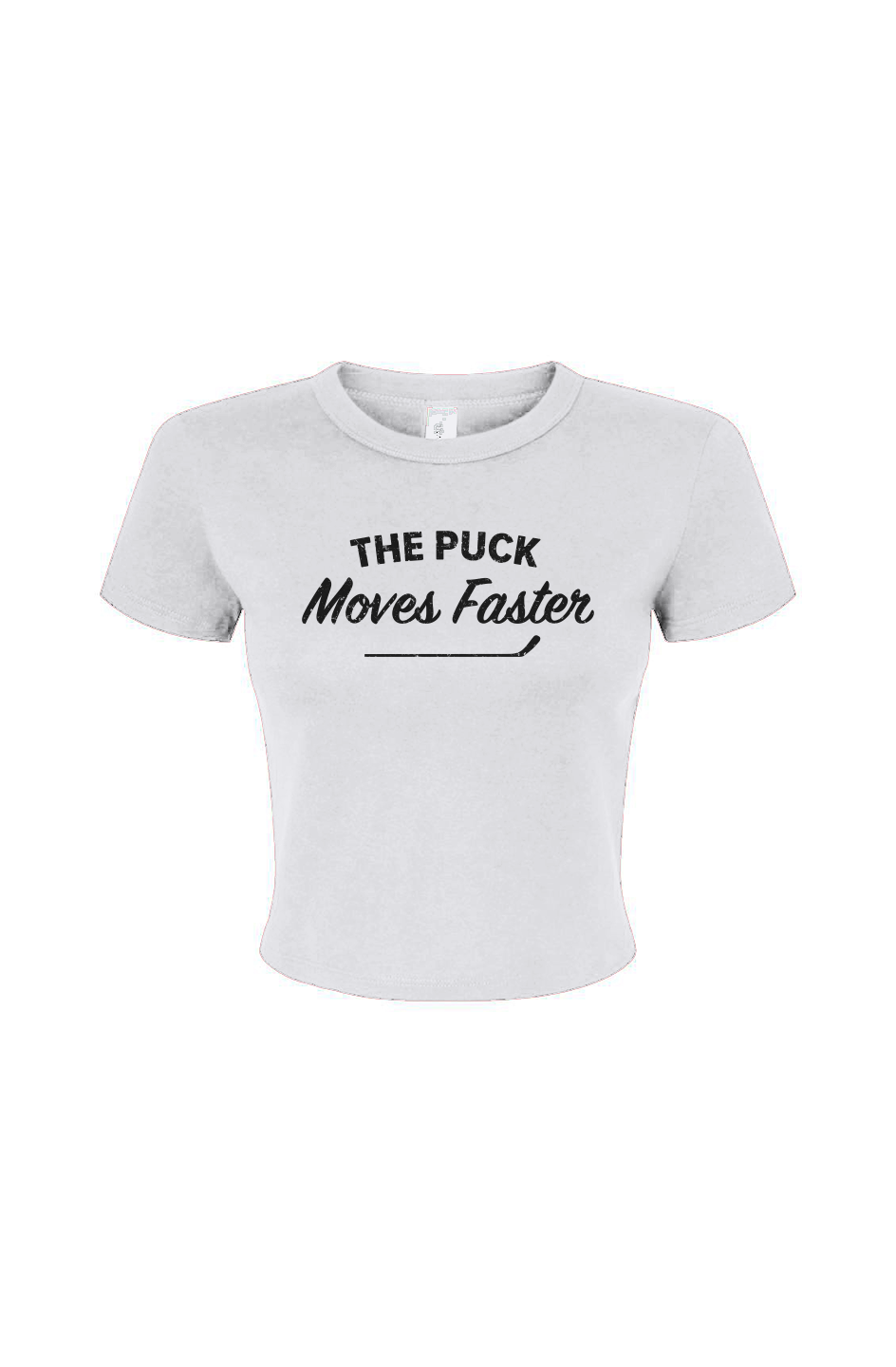 Barn Babe The Puck Moves Faster Baby Tee White | Barn Garb Hockey Threads