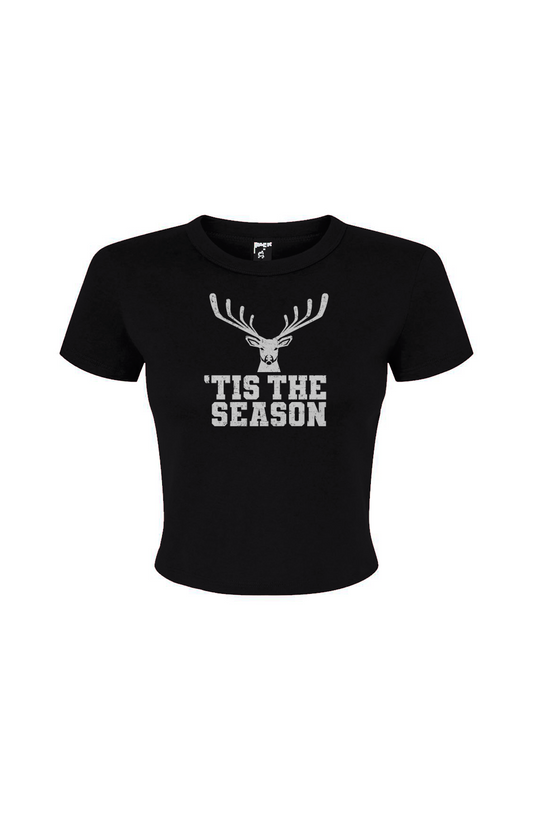 Barn Babe 'Tis the Season Baby Tee Black | Barn Garb Hockey Threads