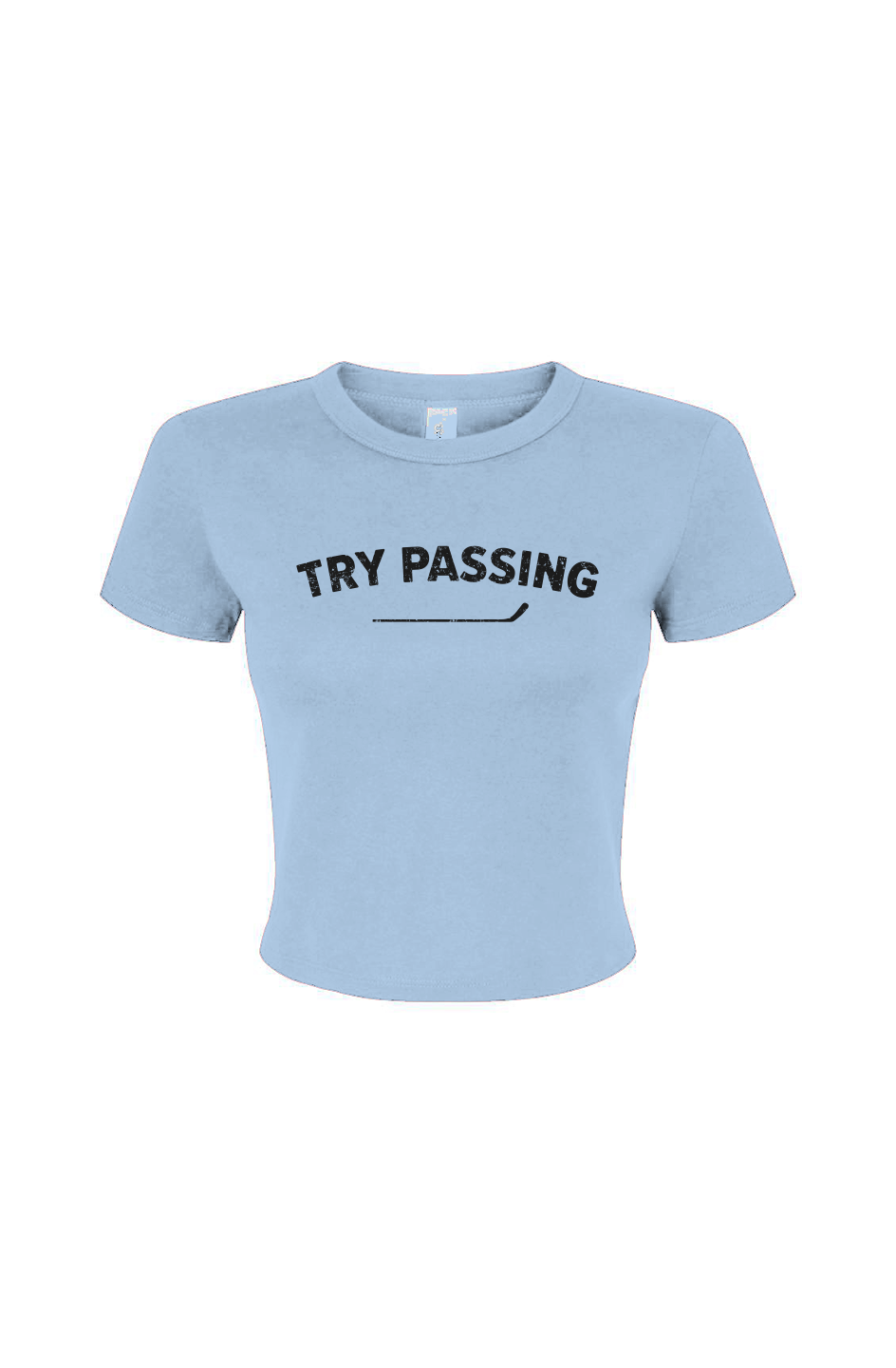 Barn Babe Try Passing Baby Tee Baby Blue | Barn Garb Hockey Threads