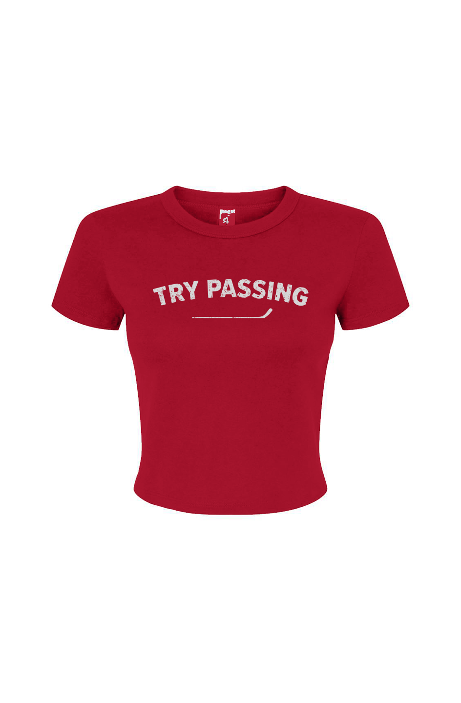 Barn Babe Try Passing Baby Tee Red | Barn Garb Hockey Threads