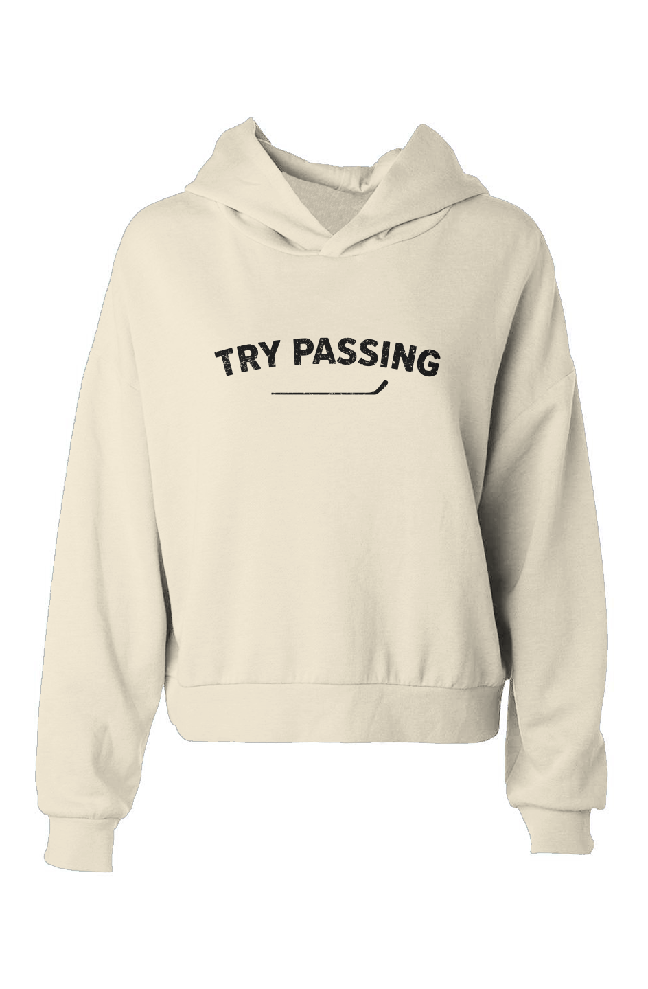 Barn Babe Try Passing Hip-Height Hoodie Bone | Barn Garb Hockey Threads