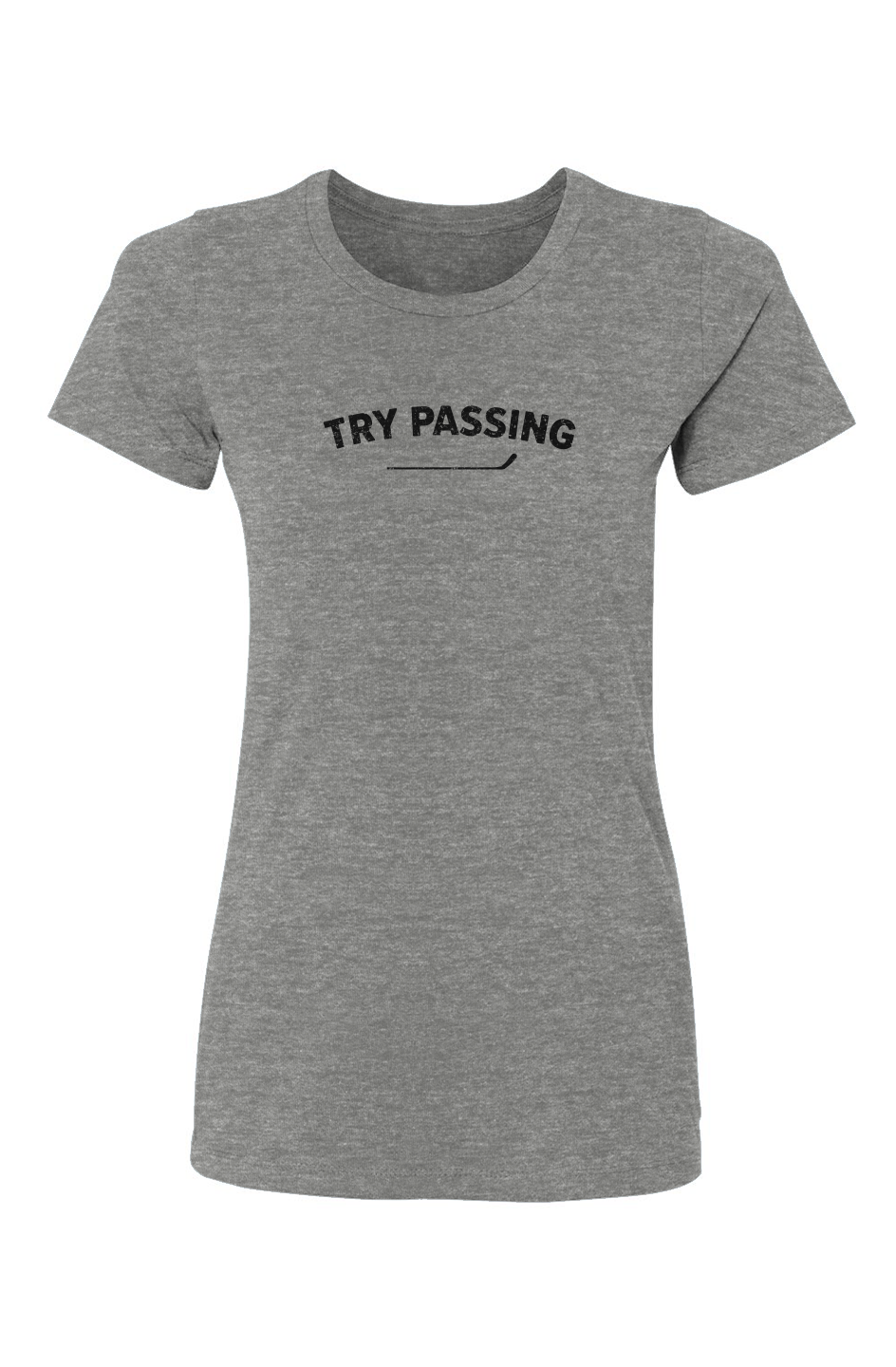 Barn Babe Try Passing Tee Grey | Barn Garb Hockey Threads