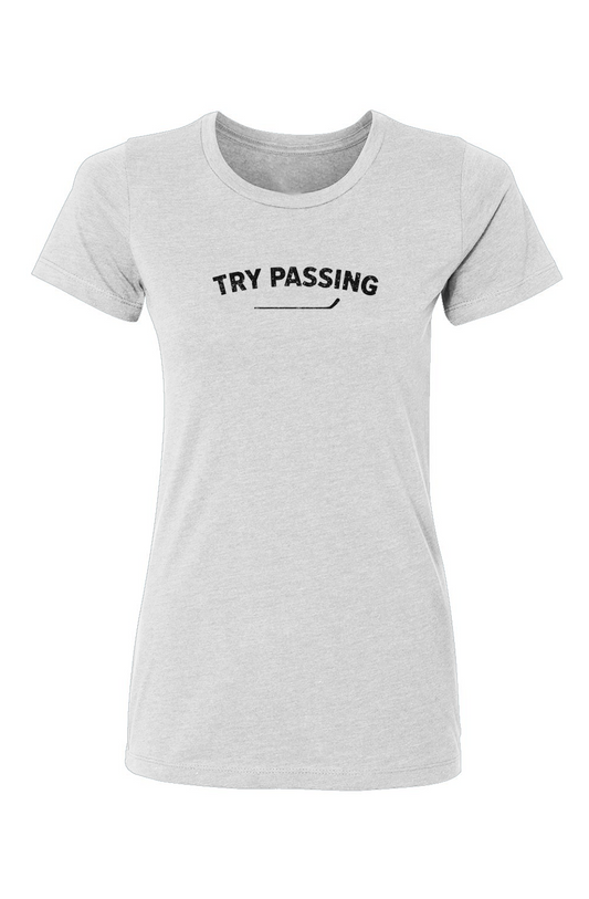 Barn Babe Try Passing Tee White | Barn Garb Hockey Threads