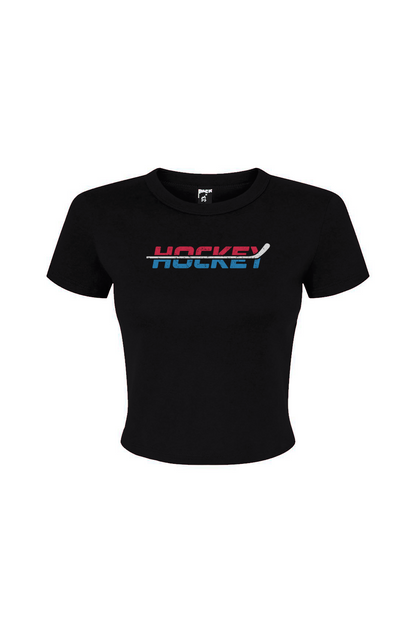 Barn Babe USA Patriotic Hockey Baby Tee Black | Barn Garb Hockey Threads
