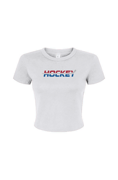 Barn Babe USA Patriotic Hockey Baby Tee White | Barn Garb Hockey Threads