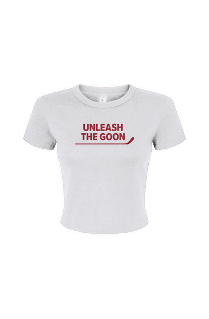 Barn Babe Unleash the Goon Baby Tee White | Barn Garb Hockey Threads