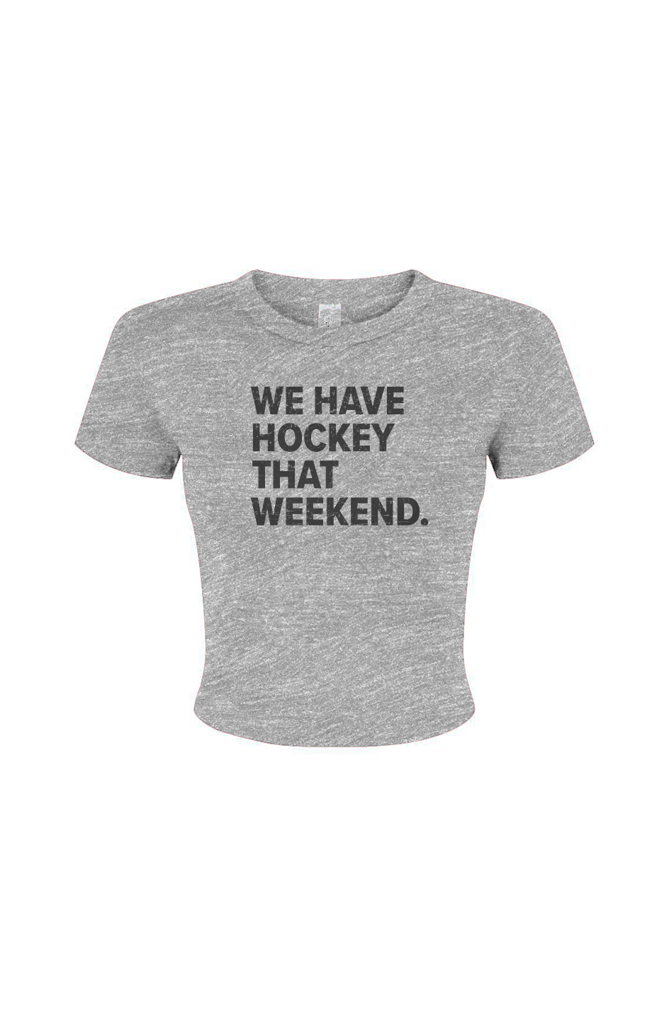 Barn Babe Win the Faceoff Baby Tee Grey | Barn Garb Hockey Threads