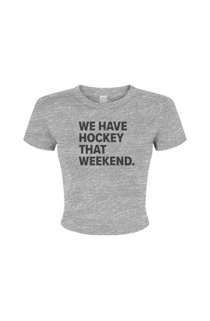 Barn Babe Win the Faceoff Baby Tee Grey | Barn Garb Hockey Threads