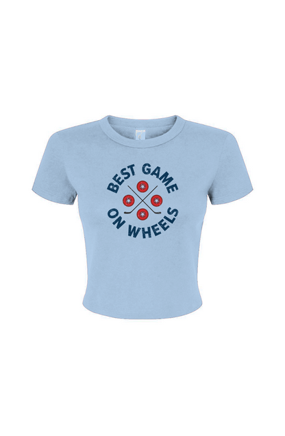 Barn Babe Wheels and Sticks Baby Tee Baby Blue | Barn Garb Hockey Threads