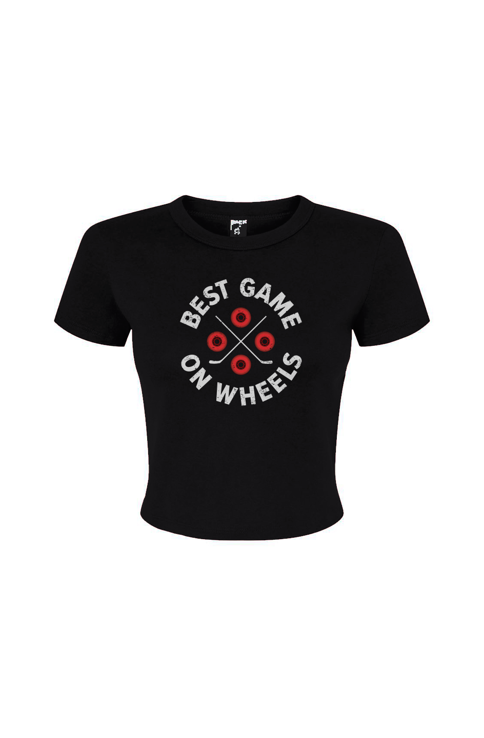 Barn Babe Wheels and Sticks Baby Tee Black | Barn Garb Hockey Threads
