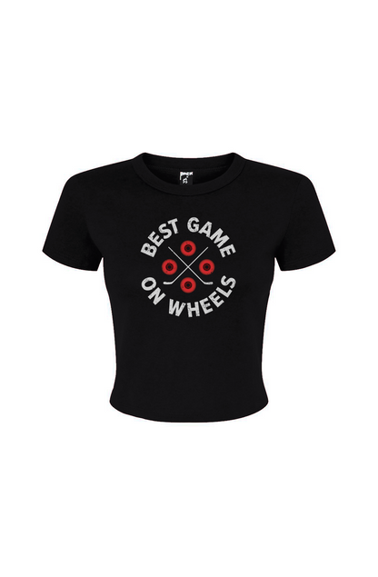 Barn Babe Wheels and Sticks Baby Tee Black | Barn Garb Hockey Threads