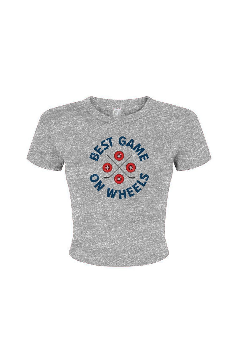 Barn Babe Wheels and Sticks Baby Tee Grey | Barn Garb Hockey Threads