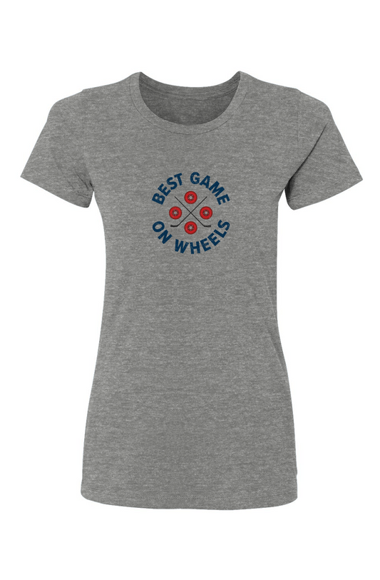 Barn Babe Wheels and Sticks Tee Grey | Barn Garb Hockey Threads