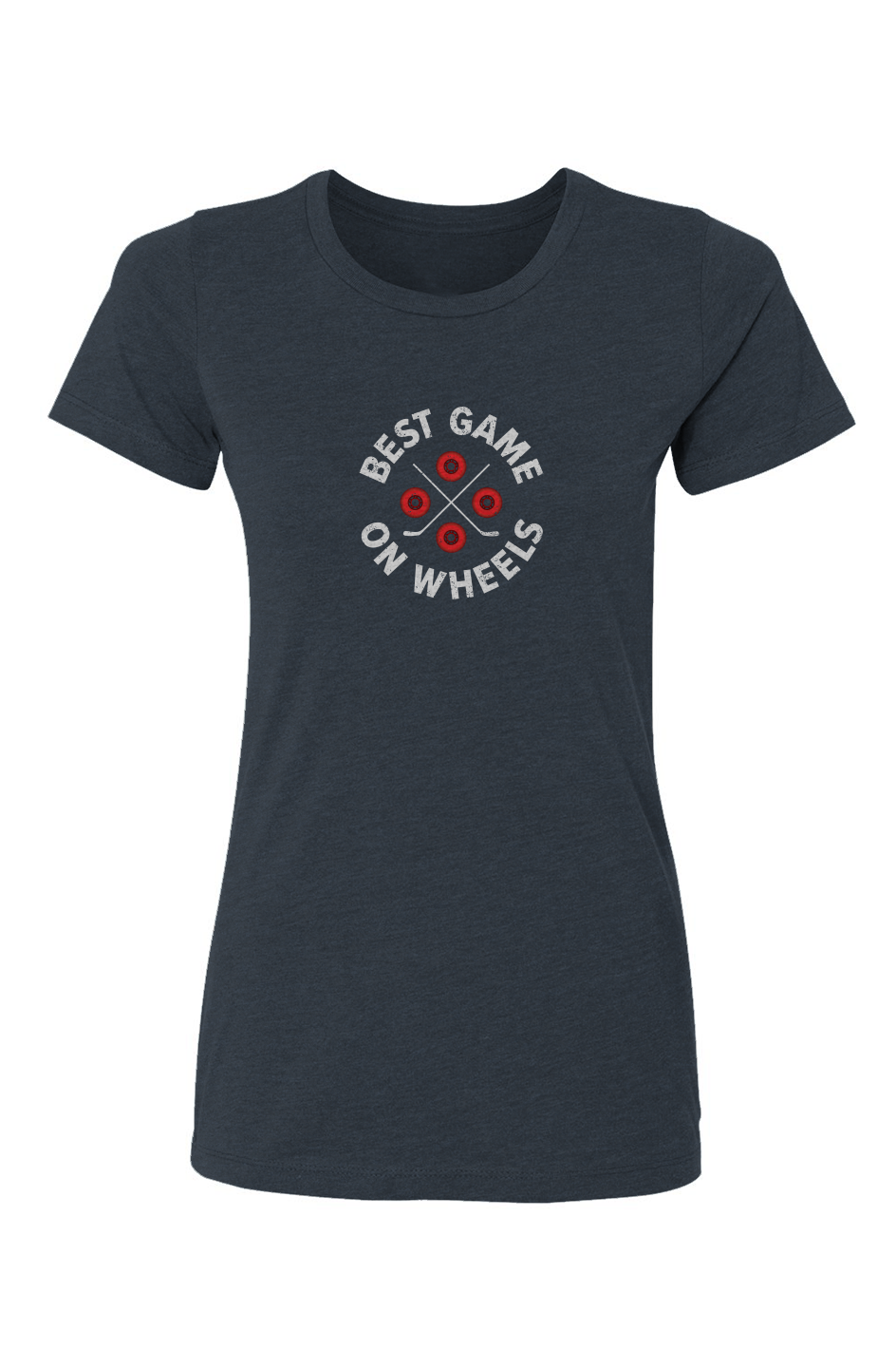 Barn Babe Wheels and Sticks Tee Navy Blue | Barn Garb Hockey Threads