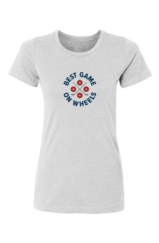 Barn Babe Wheels and Sticks Tee White | Barn Garb Hockey Threads