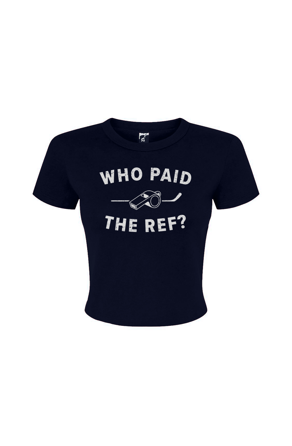 Barn Babe Who Paid the Ref Baby Tee Navy Blue | Barn Garb Hockey Threads