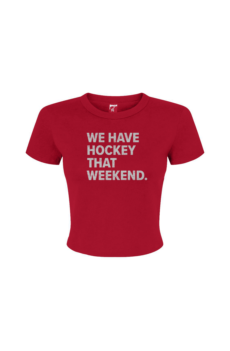 Barn Babe Win the Faceoff Baby Tee Red | Barn Garb Hockey Threads