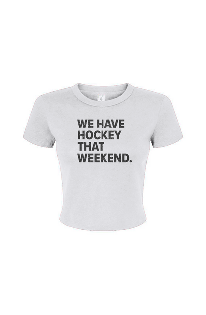 Barn Babe Win the Faceoff Baby Tee White | Barn Garb Hockey Threads