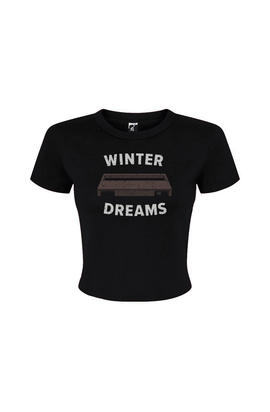 Barn Babe Winter Dreams Baby Tee Black | Barn Garb Hockey Threads