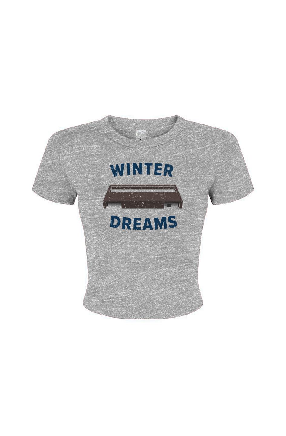 Barn Babe Winter Dreams Baby Tee Grey | Barn Garb Hockey Threads
