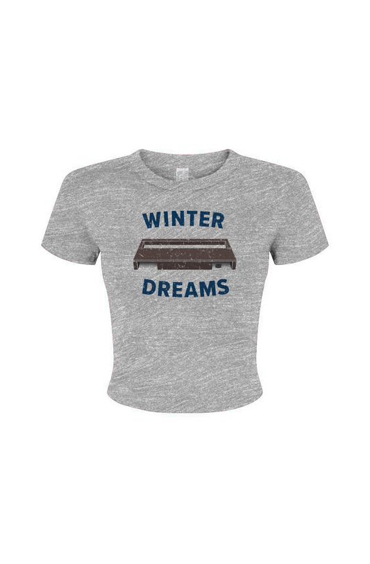 Barn Babe Winter Dreams Baby Tee Grey | Barn Garb Hockey Threads