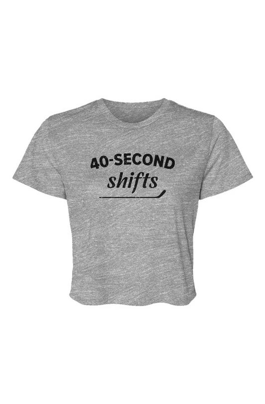 Barn Beauty 40-Second Shifts Cropped Tee Grey | Barn Garb Hockey Threads