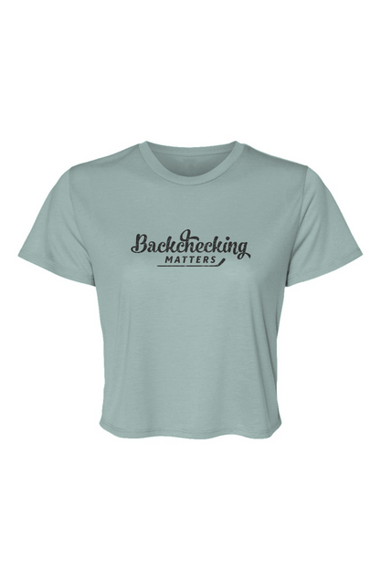 Barn Beauty Backchecking Matters Cropped Tee Ice Blue | Barn Garb Hockey Threads