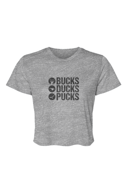 Barn Beauty Bucks Ducks Pucks Cropped Tee Grey | Barn Garb Hockey Threads
