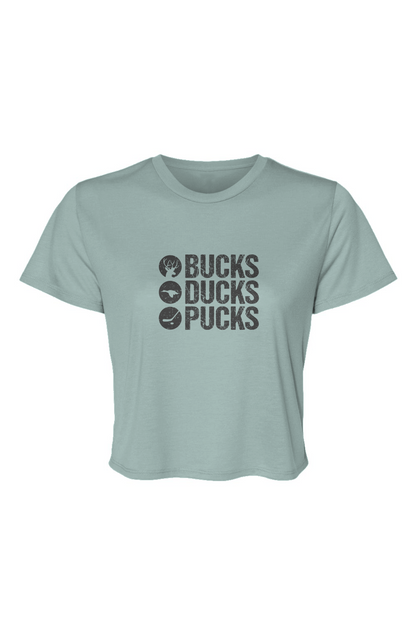 Barn Beauty Bucks Ducks Pucks Cropped Tee Ice Blue | Barn Garb Hockey Threads