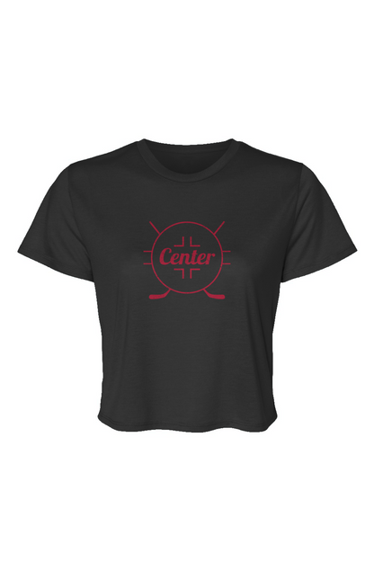 Barn Beauty Center Faceoff Circle Cropped Tee Black | Barn Garb Hockey Threads