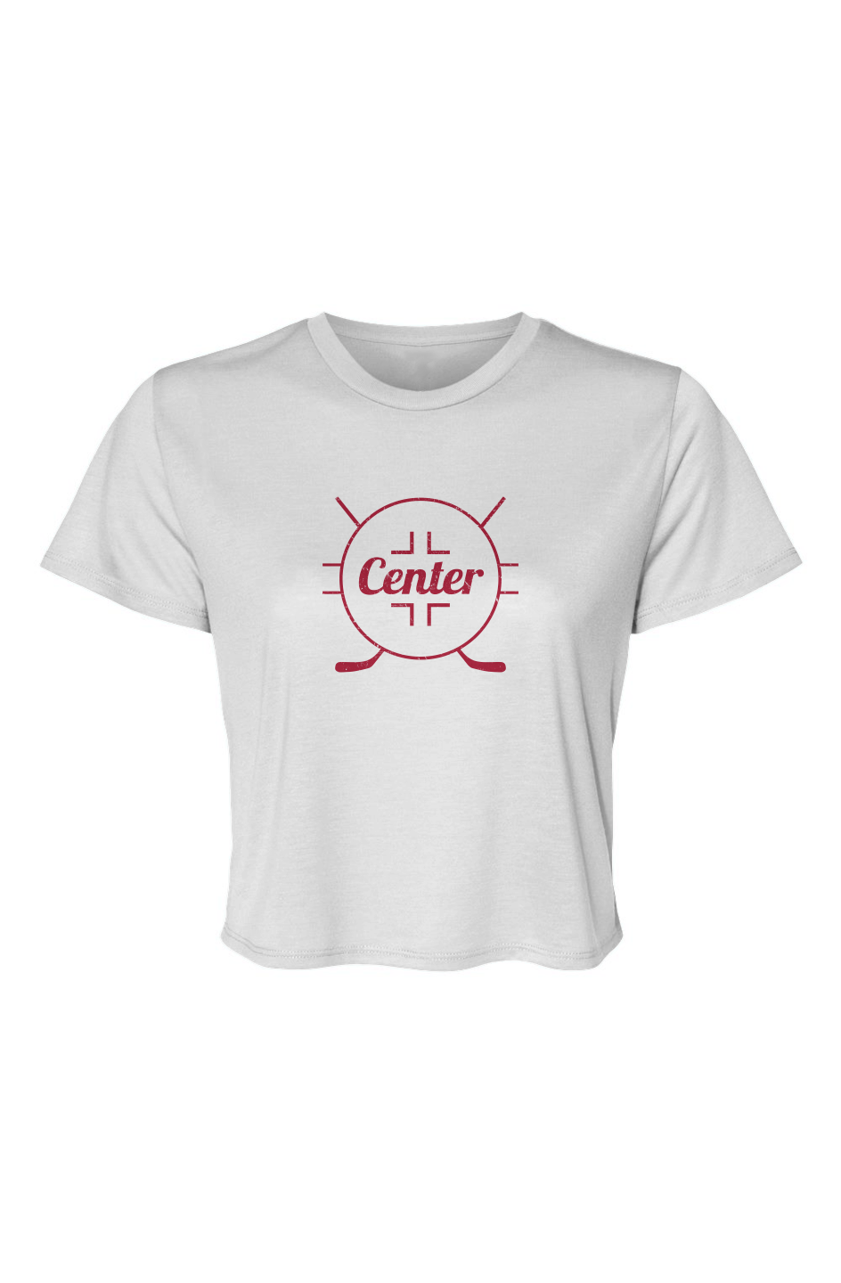 Barn Beauty Center Faceoff Circle Cropped Tee White | Barn Garb Hockey Threads