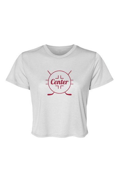 Barn Beauty Center Faceoff Circle Cropped Tee White | Barn Garb Hockey Threads