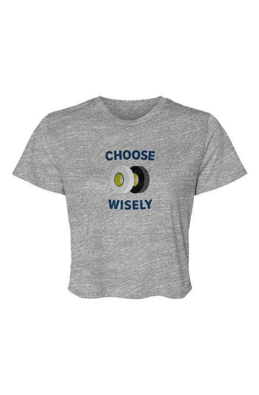 Barn Beauty Choose Wisely Cropped Tee Grey | Barn Garb Hockey Threads